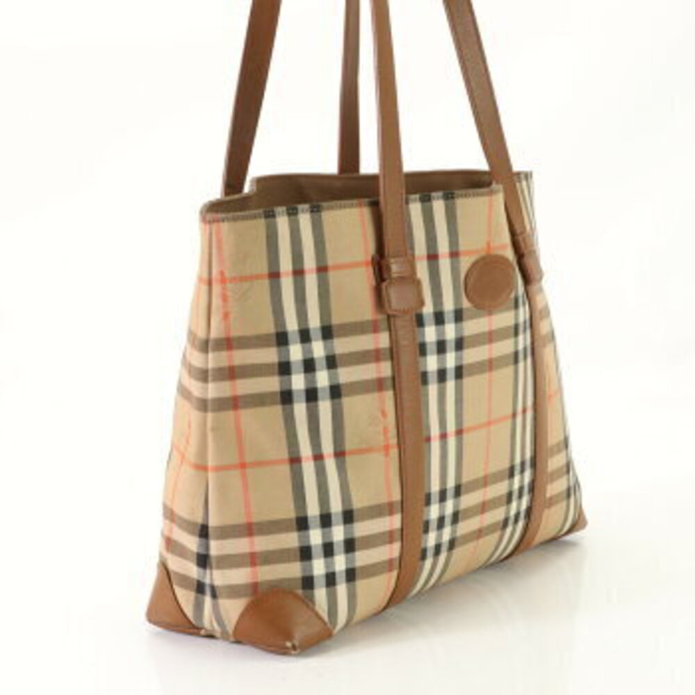 Burberry Nova check horse logo leather tote bag shoulder business document brown - Picture 3 of 14